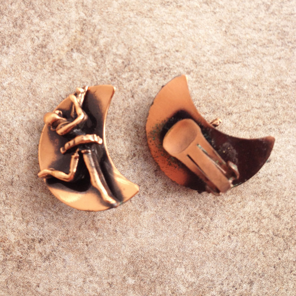 Vintage 50's Copper Ballerina Earrings - Picture 2 of 2